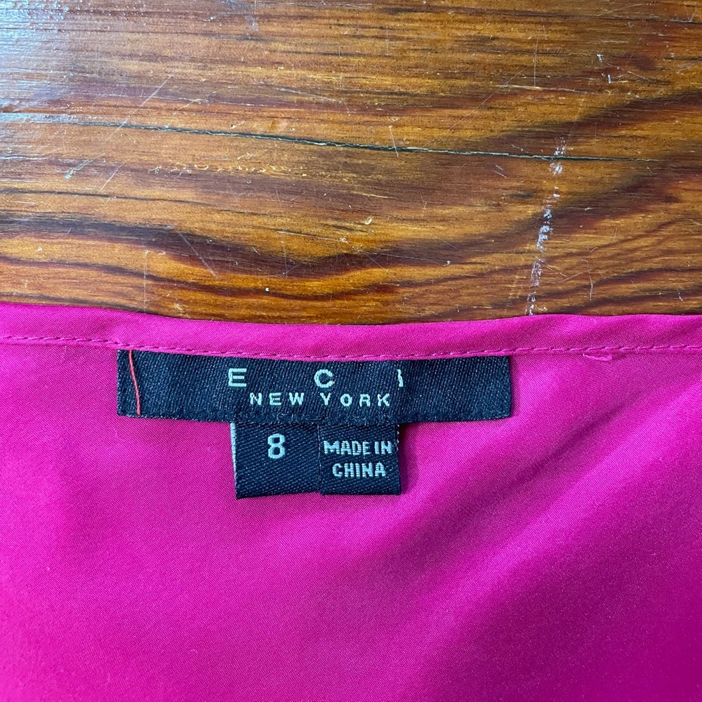 ECI New York 100% Silk Magenta Pink Lace Slip Dress - Sz 8 💚🎀 - Picture 11 of 13